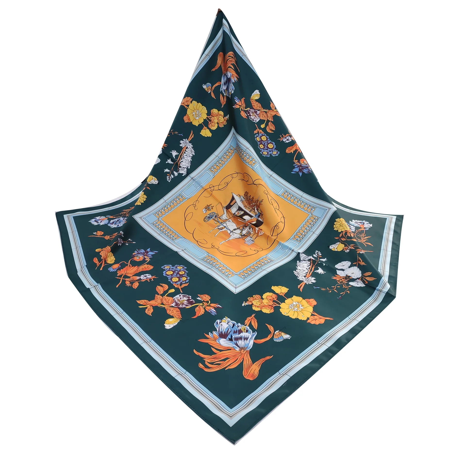 
High Quality Polyester Handmade Scarves Printed Satin Square Polyester Scarfs 90 CM x 90 CM 