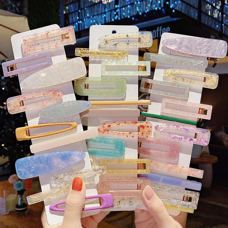 Korean Hair Accessories Girl Hairpin 3 piece set custom Acrylic Crystal Hair Clip