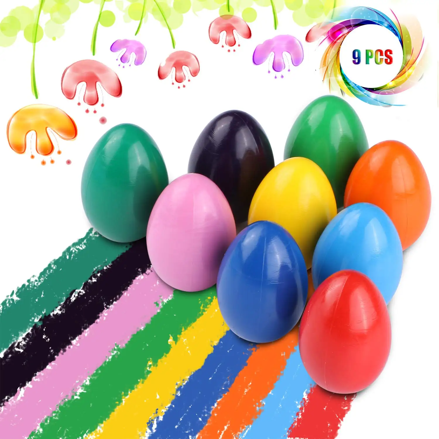 9 Colors Toddler Crayons Egg Crayons Washable Crayons for Kids Ages 1-3