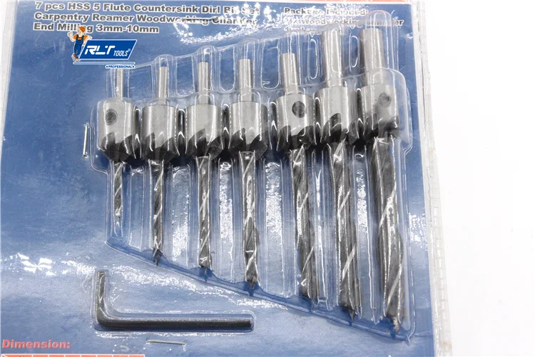 Rlt TOOLS RLT Tools HSS Drill Bits Set 3mm-10mm High Speed Steel Wood Drilling Countersink Drill Bit