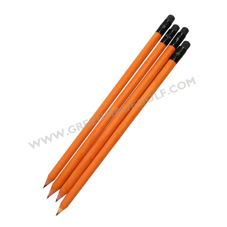 Custom golf pencil logo print HB wooden pencil with big eareser