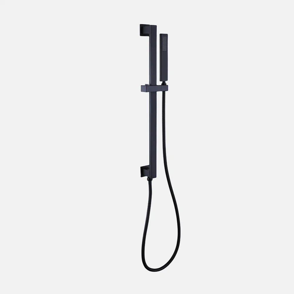 Factory Direct Simple Design Shower Set Matt Black Shower Hand Height Adjustable Bar Concealed Mixer