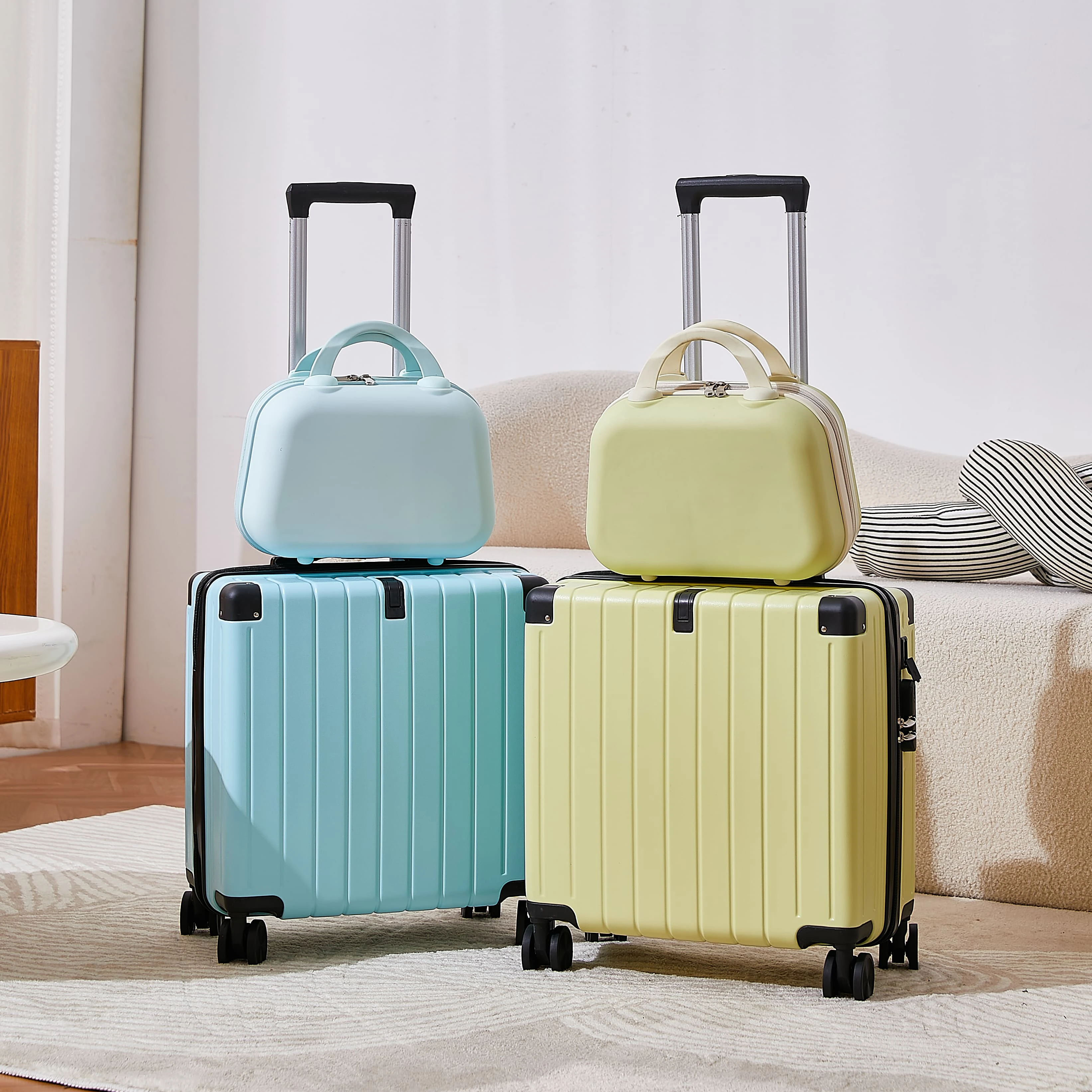 BADITU Unisex Luxury ABS Custom Logo Travel Luggage Set of 6 Hot Selling Spinner Trolley Suitcase Bag for Holiday Use