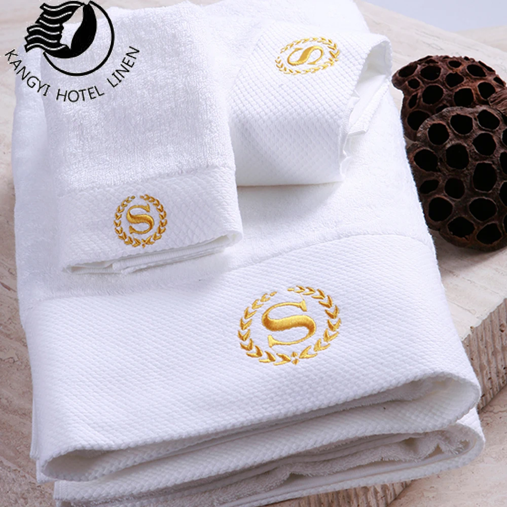 Customized Embroidered Bath Towel Logo Terry Luxury Hotel Towel Hotel 5 Star