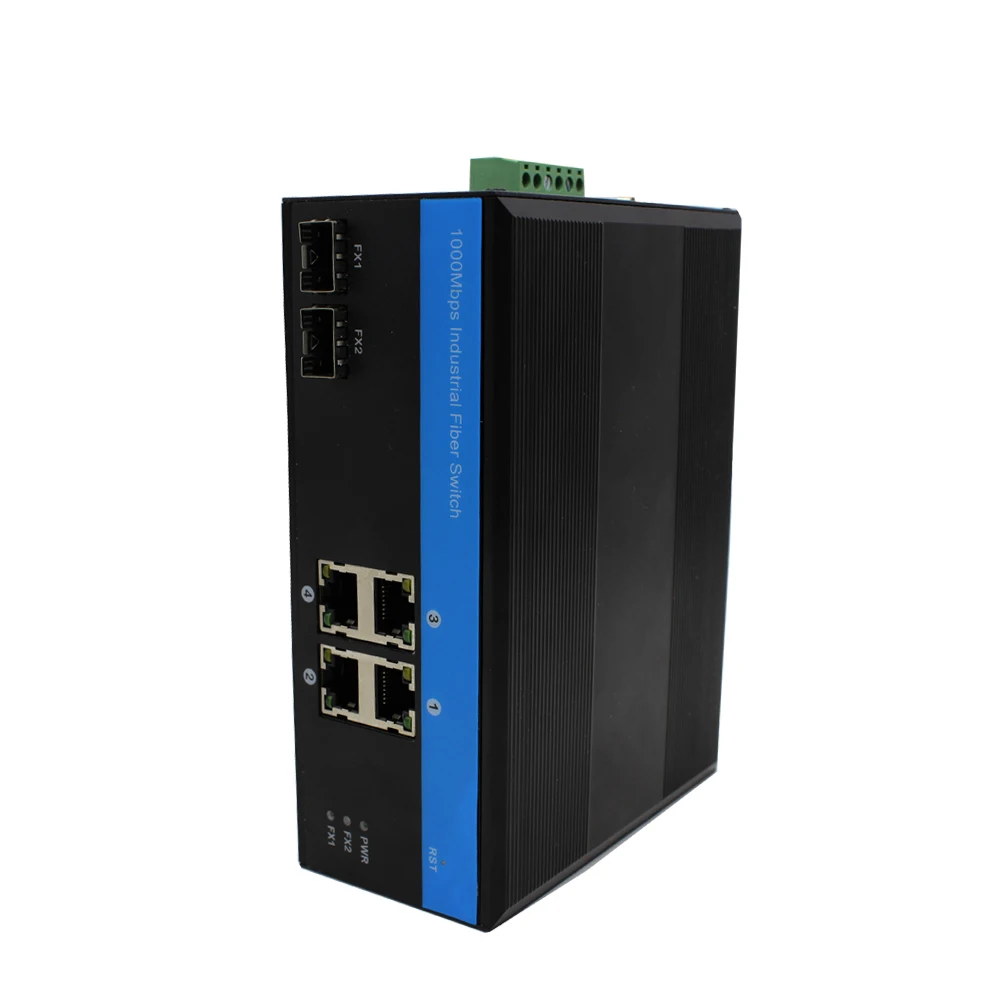 10/100/1000Mbps 2 * SFP port and 4 * RJ45 port Managed Industrial Grade Switch DC10~12V optical ethernet switch