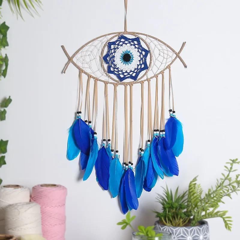 Wall Craft Decorative Handmade Ornaments Evil Eye Dream Catcher Home Decor Wall Hanging Feather Dream Catcher