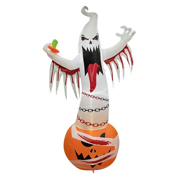 Белый призрак 8 футов, надувной Хэллоуин, декоративный светящийся двор, надувные праздничные надувные украшения для сада
