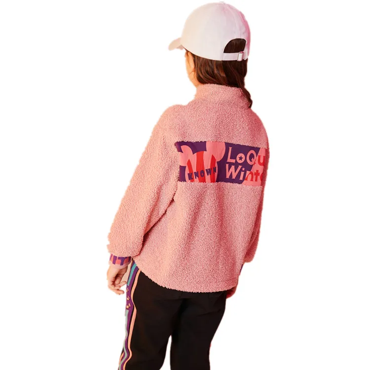 Pink Sherpa Fleece Girls Jacket Kids Winter Custom Polar Fleece Half Zipper Teenage Girl Jackets