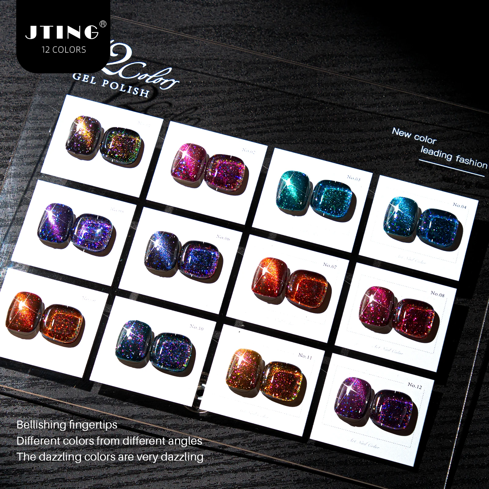 JTING Best popular 12colors magic cat eye gel collection with 15ml bottle high bright reflective cat eye gel nail polish