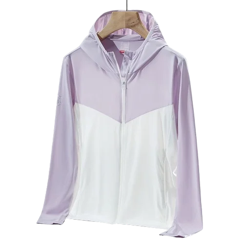 Summer new couples hooded ice silk ice feeling sunscreen clothing men elastic colour blocking skin windbreaker UV protection
