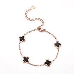 High Quality 18k Gold Plated Bangle Famous Mix Colors Leaf Zircons Female Wholesale Bracelets Stainless Steel Bracelet Jewelry