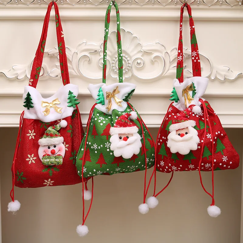 Christmas Gift Handbag Drawstring Candy Bag Merry Christmas Sweet Candy Bags Present Bag Home Party Xmas Decoration
