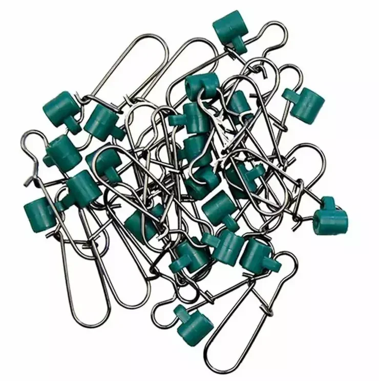 Stainless Steel Hooked Snap Mix Fishing Barrel Swivel Safety Snaps Hooks