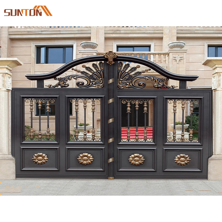 Luxury designs residential villa outdoor garden courtyard electric automatic aluminum art driveway main entrance sliding gates