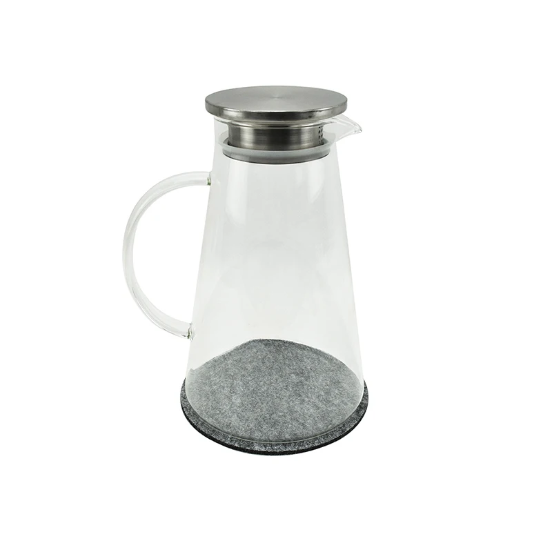 High borosilicate Glass Water Pitcher with stainless steel Lid Beverage Glass Carafe for Juice Lemon Water Iced Tea Glass jug