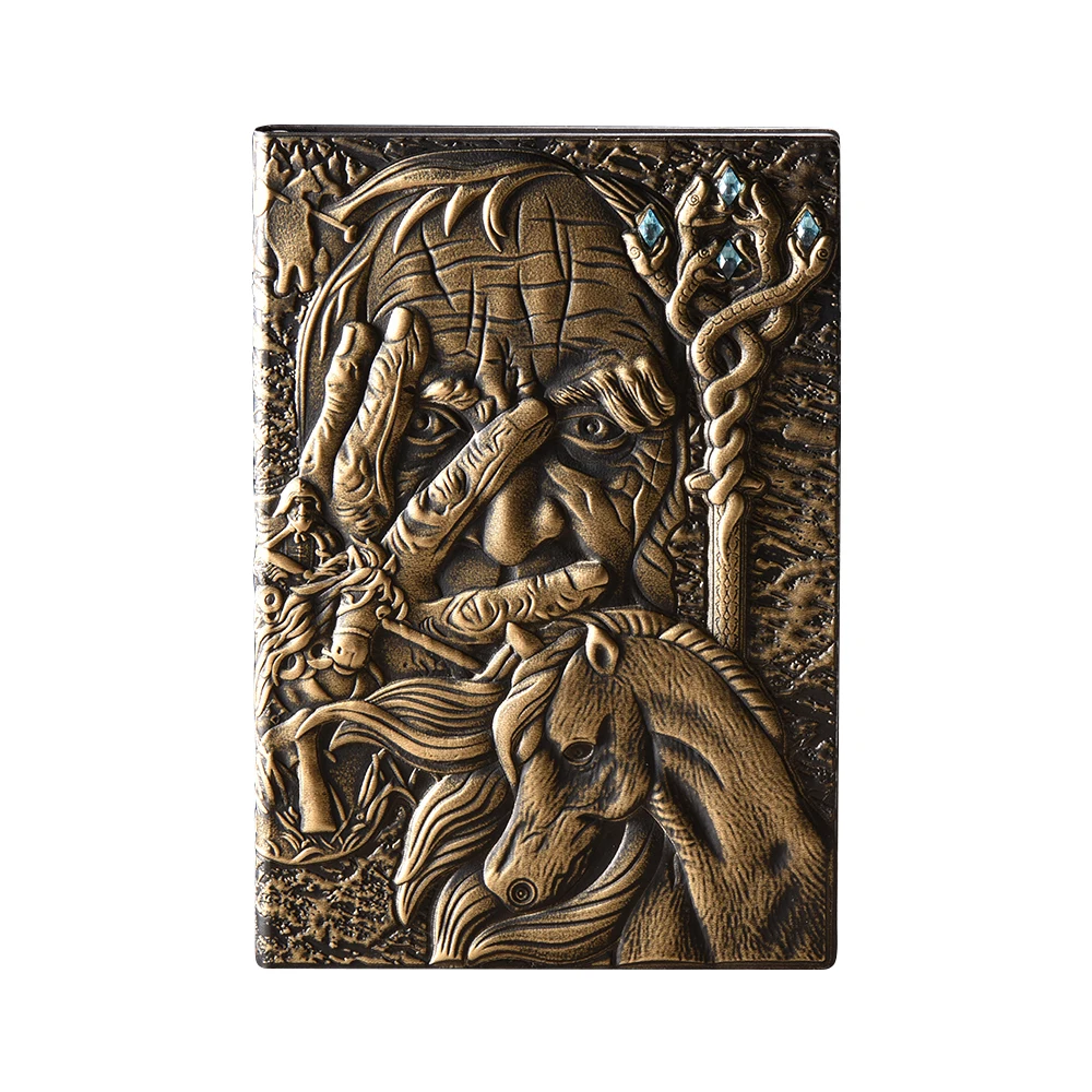 A5   magic  leather hard cover notebook,Classic Creative 3D embossed leather planner,notebook vintage