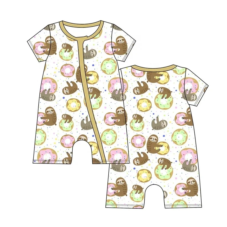 Comfortable baby jumpsuit children bamboo fiber tiger print zipper game suit breathable romper for newborns