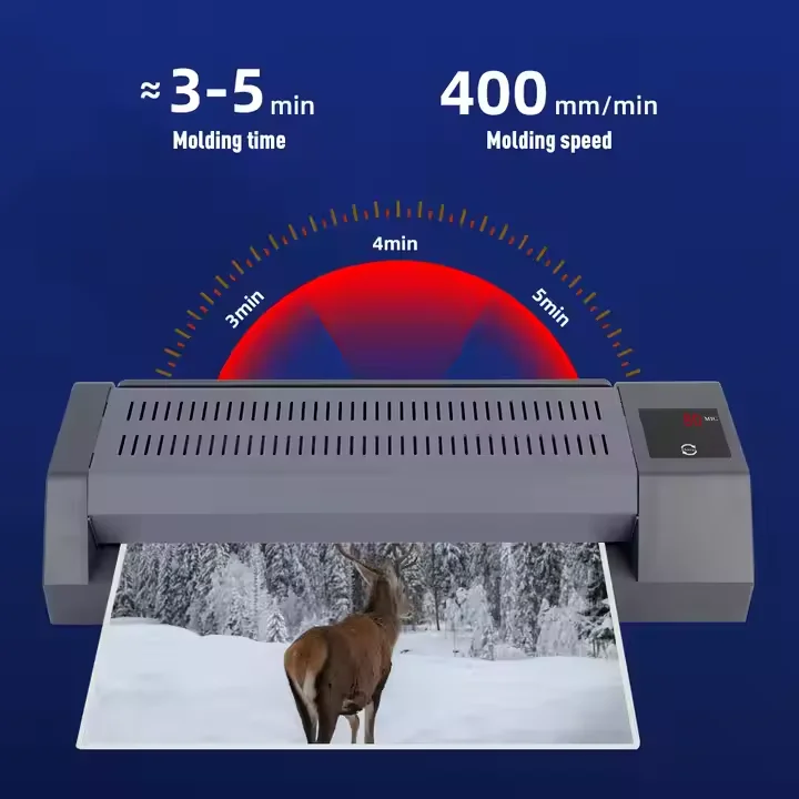 A3 Home & Commercial Electric Heat Press Film Gluing Machine Small Plastic Photo Laminator for Home Office Photo Sealing Gluing