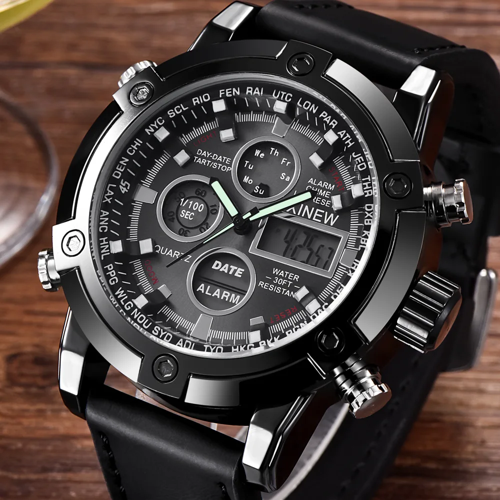 Mens Quartz LED  Analog Stainless Steel Wrist Watch Sport Date Analog Quartz Wrist Watch