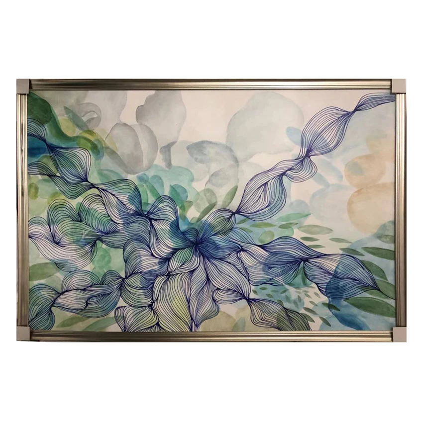 Pure handmade acrylic watercolor halo dyeing line petal Hotel model room wall art prints