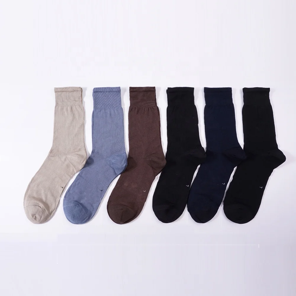 
Mix color 6 pairs box packaging top quality blank solid mercerized cotton anti sweat dress crew socks for men 