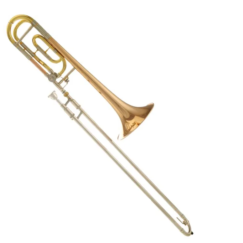 Professional Musical Instrument Bb/f key gold lacquered tenor trombone with accessories