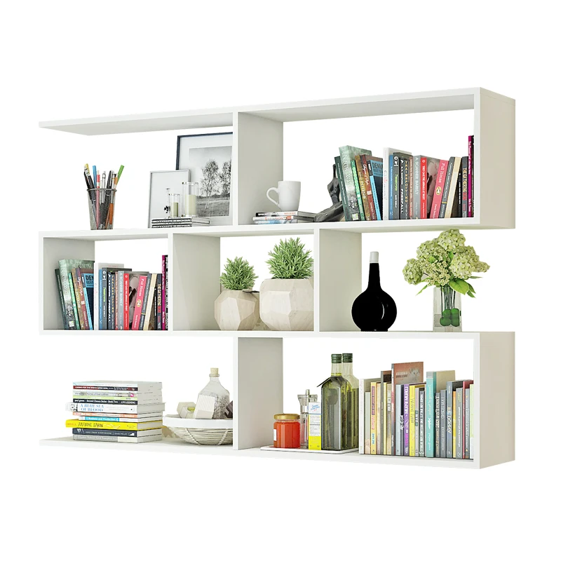 Factory Manufacture Various Economic Creative Shelf Bedroom Simple Modern Bookshelf Storage Black Fashion Modern Wood Bookcase