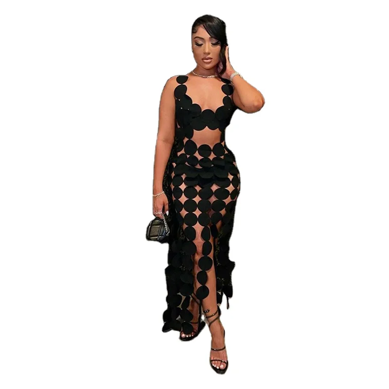 Fashion 2024 Cut Out Sexy  Dress Night Club Wear Outfit Long Dresses Women