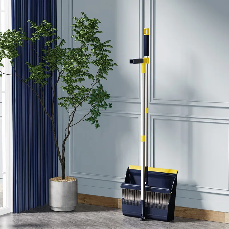 Broom and Dustpan Set with Long Handle for Home Kitchen Room Office Lobby Floor Use Upright Stand Up  Broom with Dustpan Combo