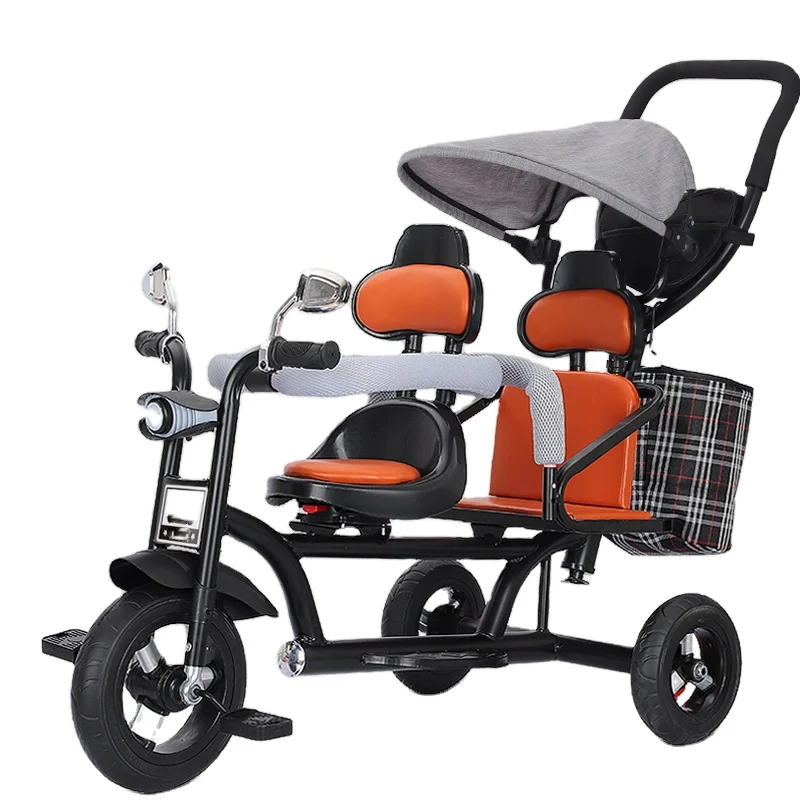 2024 Hot Sale Best Double Children Tricycle Twin Baby Stroller And 1-3-6 Year Old Child Two-Seater Bicycle