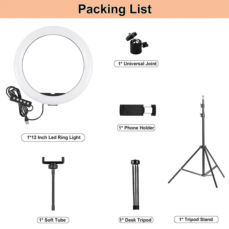 Wholesale RGB 12inch Led Table Lamp Colorful Dimmable 13 brightness 20 Color Modes 12 inch Selfie Ringlight for TikTok YouTube