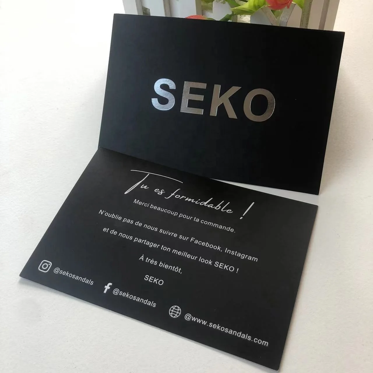 Luxury custom silver foil logo shopping card paper printing business thank you cards for your purchase