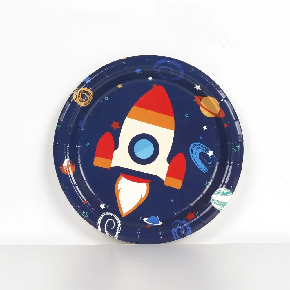  Space Birthday Party Supplies Happy Banner Cupcake Toppers Rocket Universe Planet