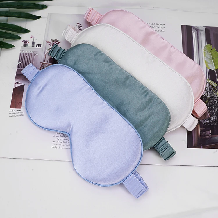 Cheaper Custom 16mm 19mm 22mm Nature Soft silk eyemask adjustable strap gift set lash silk eye masks for Travel