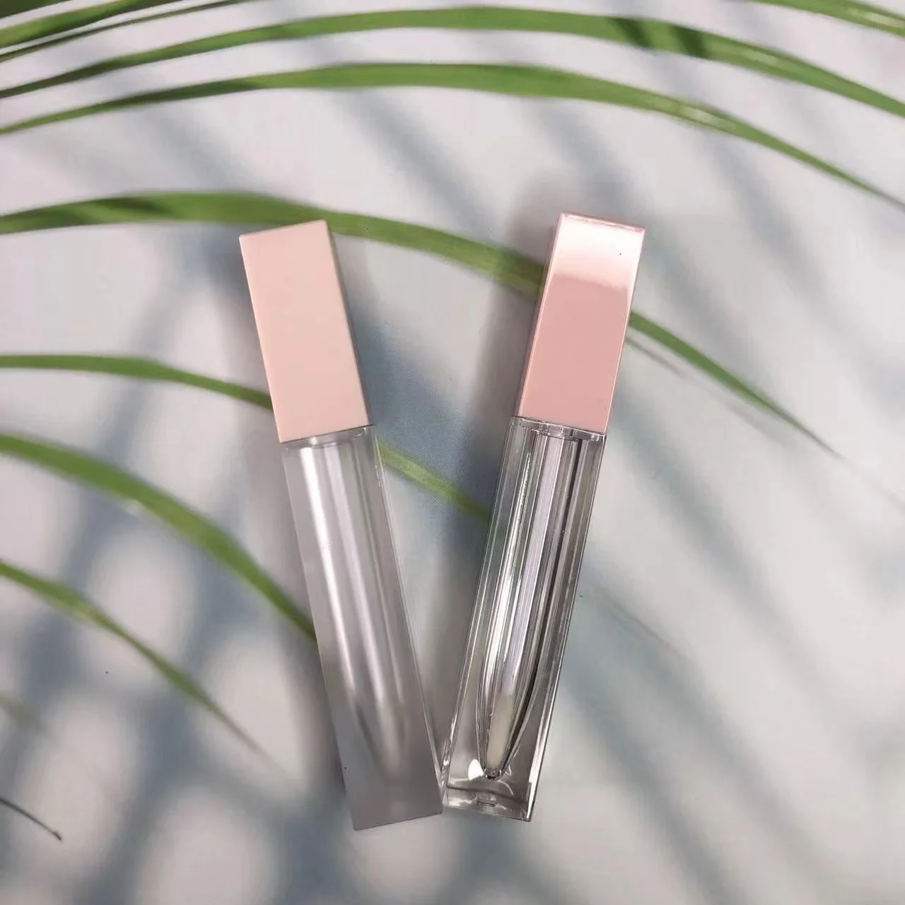 Refillable 7ml square Empty clear Rectangular Frosted Plastic Liquid Lipstick Tube Lip Gloss Container for Sale