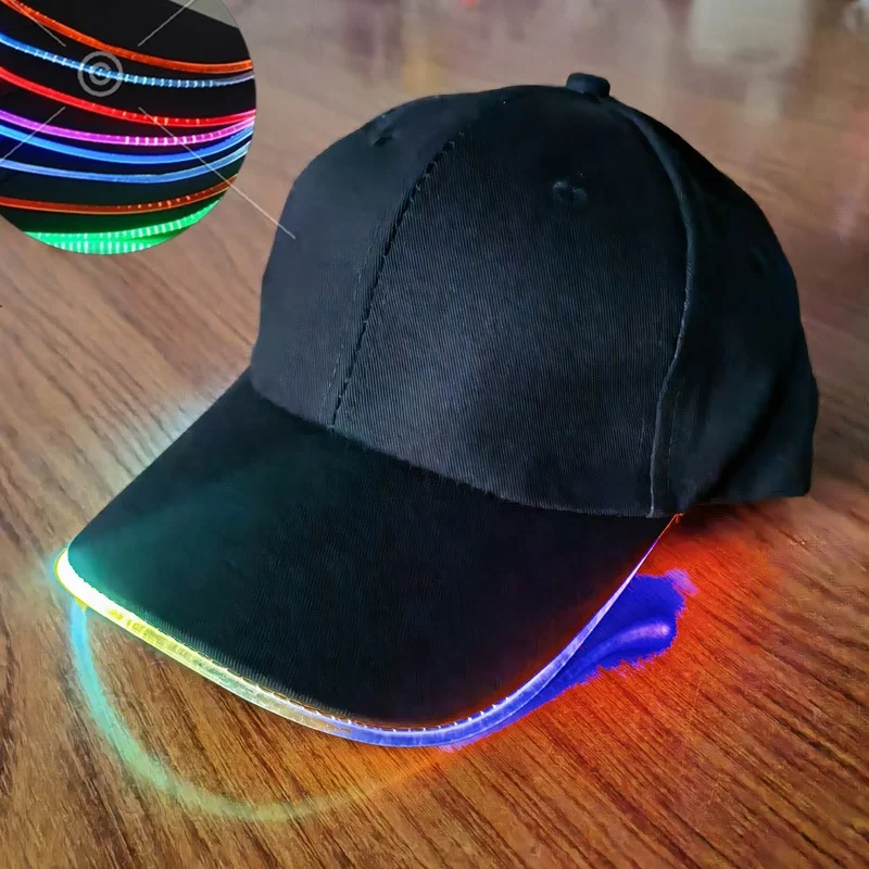 Customization 6 panel led flashing light up shiny led display hat baseball sports hat cap with led light for man sale