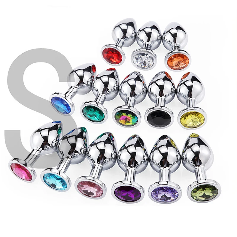 
Wholesale stainless steel metal anal butt plug 14 colors high quality single small size metal anal plug with cloth bag packaging 