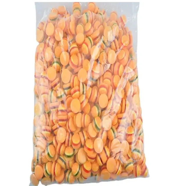 Wholesale Custom Halal Bag Packing Burger Shape Sweet Chewy Soft Gummy Candy