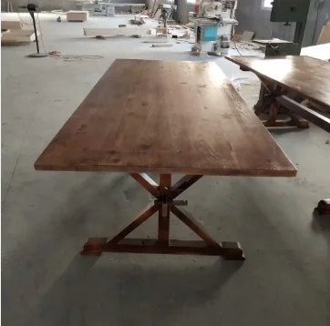 Solid wood Cross legs Farm  Table for wedding