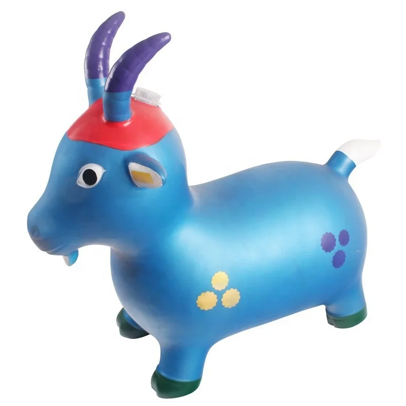 jumping animals colorful hand painting music plastic inflatable farm animal goat toy with music