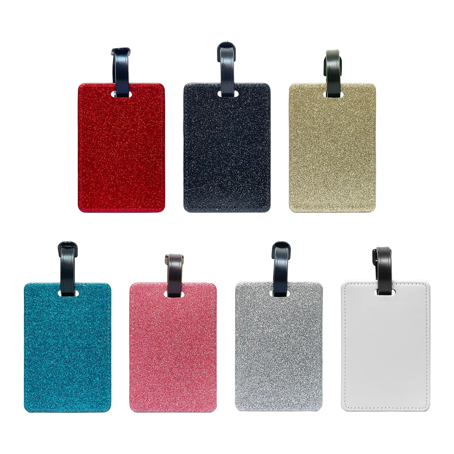 Good Quality Sublimation Personalized Custom Blank Polyester Luggage Tag With Black Strap