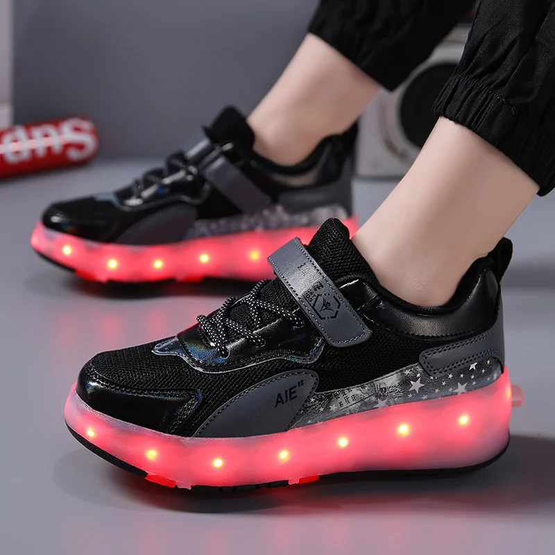 Kick Roller Skate Shoes For Kids Sneakers With 4 Wheels Led Light Up zapatillas con ruedas