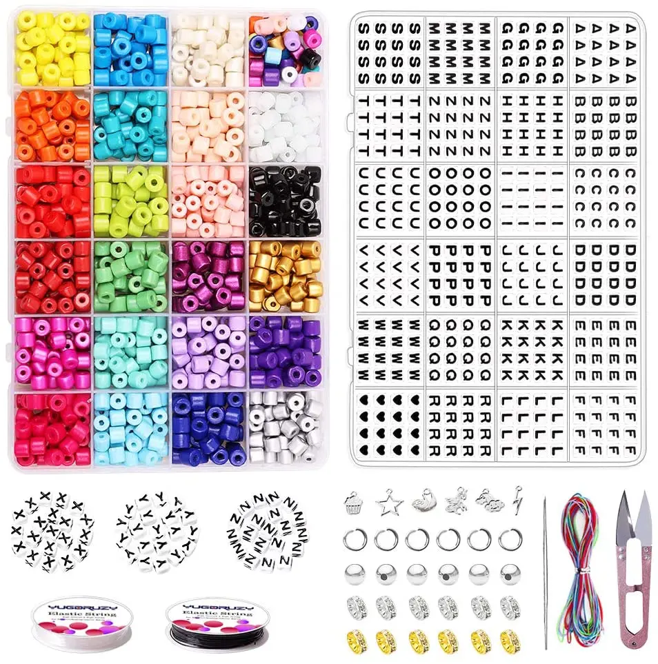 Браслет из бусин комплект, 6 мм большие стеклянные бусинки Бони с 540 шт. A-Z буквы алфавита бусины для изготовления ювелирных изделий ожерелье