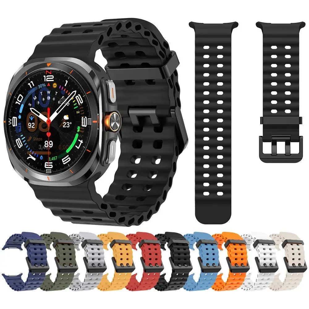 Tschick Silicone Marine Band For Samsung Galaxy Watch Ultra 47mm Strap Sport band Accessories Bracelet Galaxy Watch 7 Strap 47mm