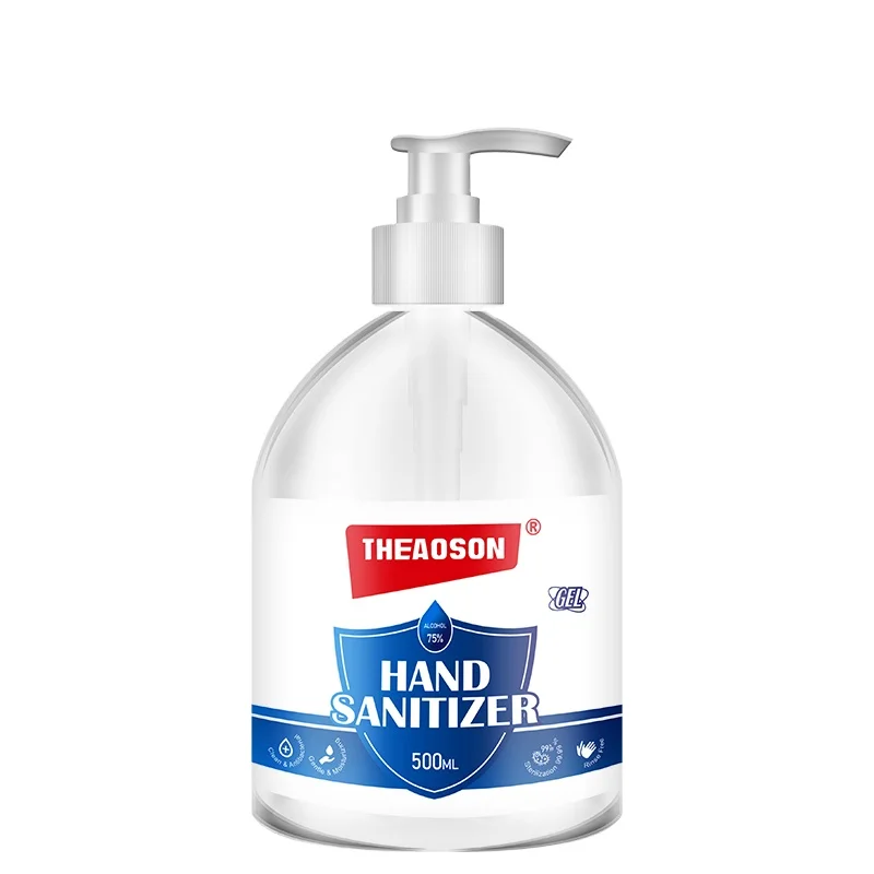 Theaoson Best Quality Custom Logo Waterless food Grade Gel 500ml 75% Alcohol Antiseptic Hand Sanitizer