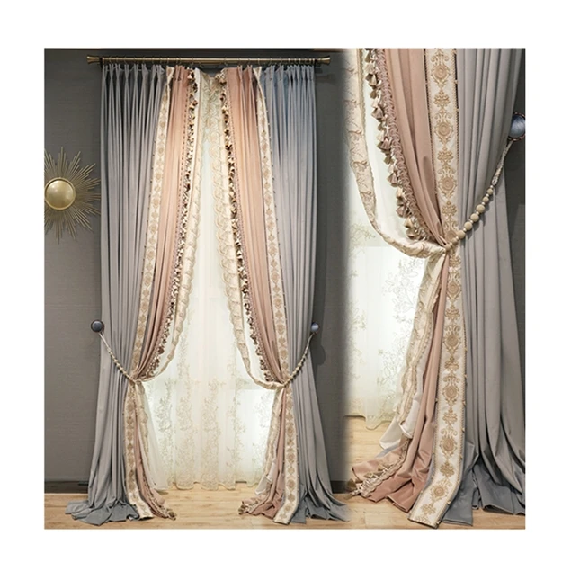 Роскошный прекрасный 7 видов цветов в Корейском стиле, в стиле принцессы, одежда со звездами, кухни, светонепроницаемые оконные шторы в простом стиле из плотной полиэстер двойной вышивкой шторы для гостиной