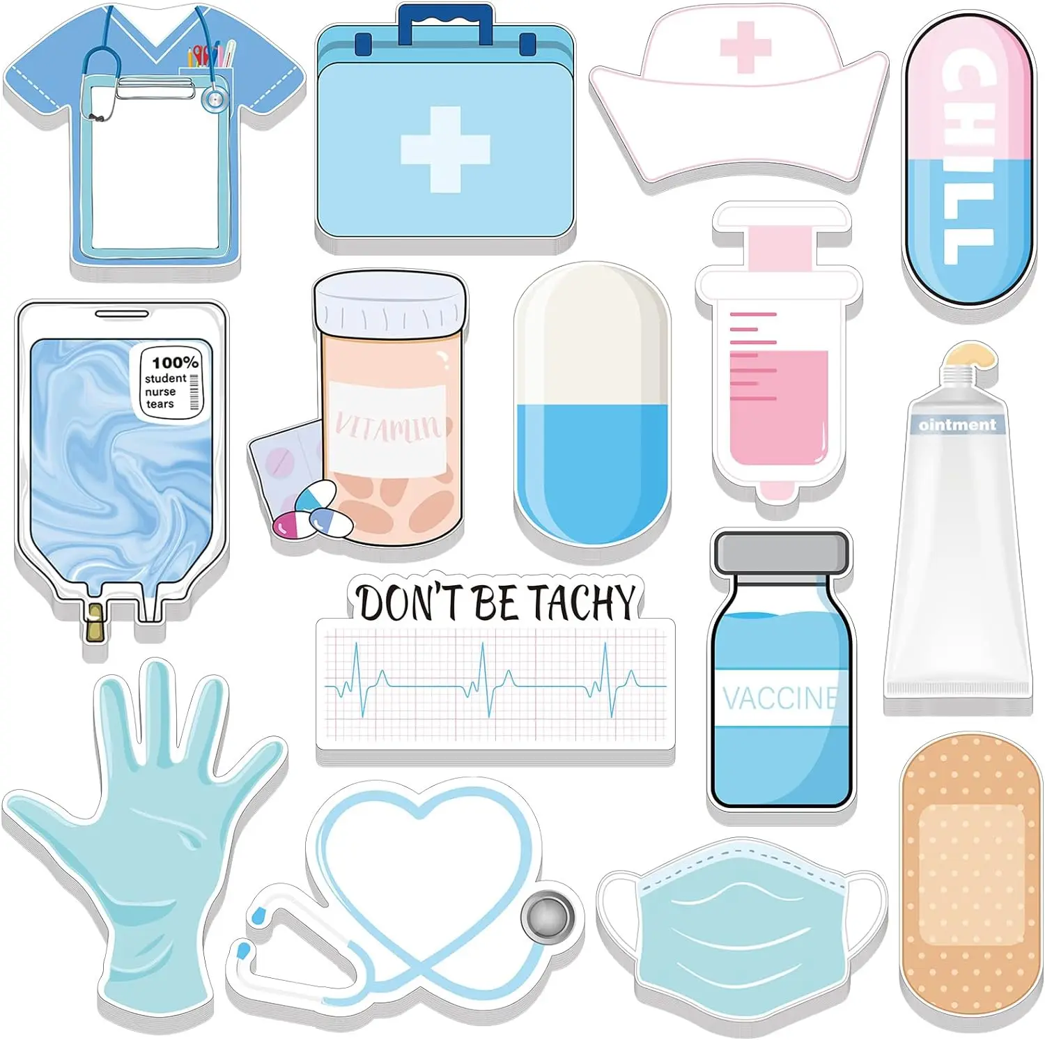 Nursing Essentials Medical Themed Mini Sticky Notes Assorted Sticky Note Pads Self Stick Cute Memo Pads for Nurse Gifts Hospital
