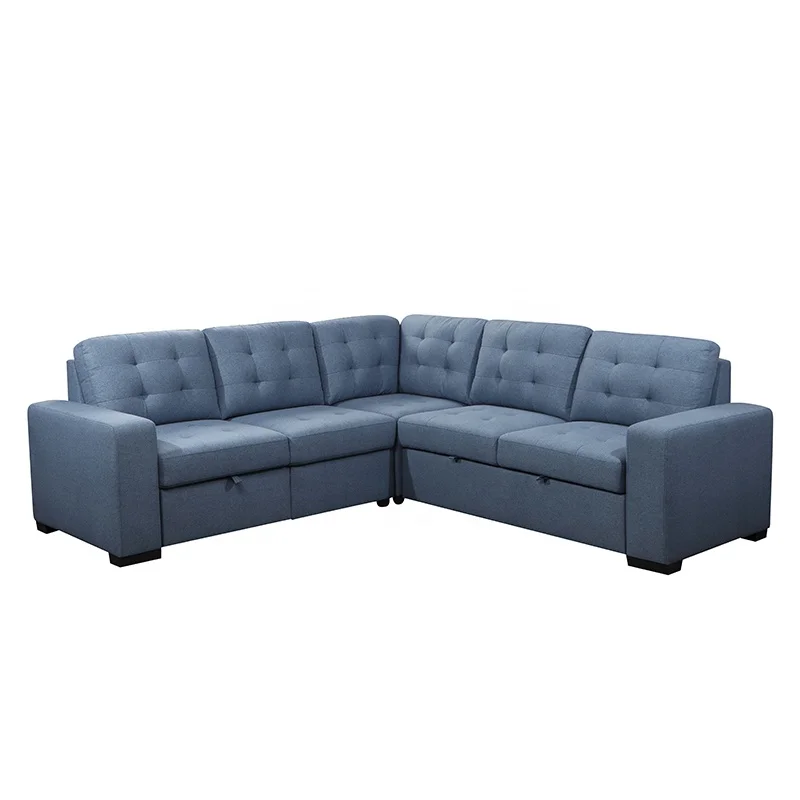 Европейский Американский современный дизайн гостиной диван комплект синяя ткань Регулируемая спина с USB и беспроводной зарядкой двуспальный диван-кровать