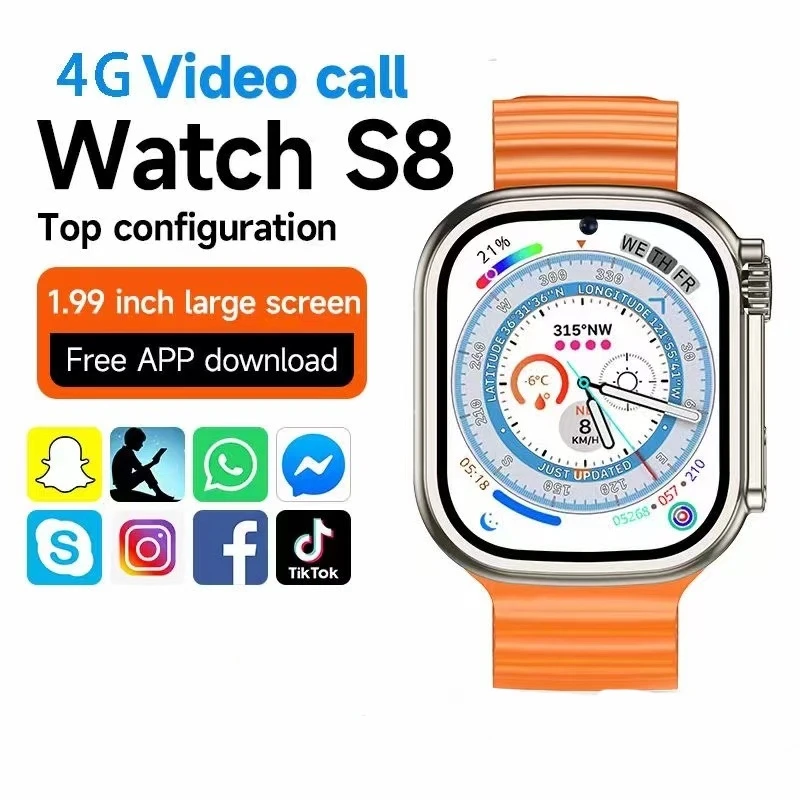 Smartwatch Men 2023 Video Call Wrist Watches for Women GPS Tracker Female 4G SIM Nano 1.99 HD Screen Smart Watch IP67 Waterproof