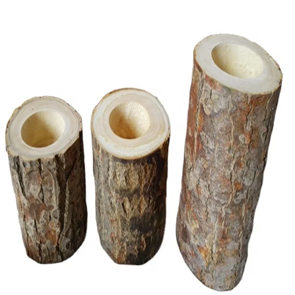 Customized Poplar Tree Wood Slice Trunk Decoration Stump Flower Pot Candle Holder